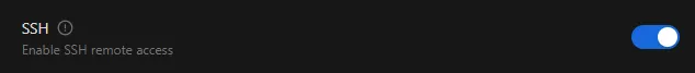 Enable SSH Toggle